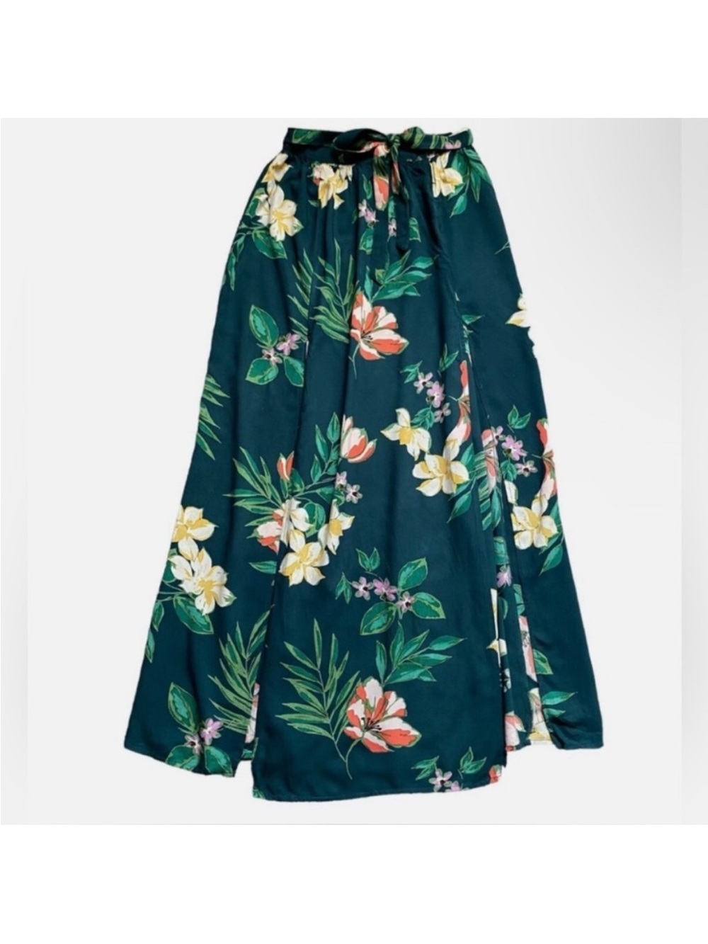 Patrons of Peace Teal Floral Maxi Skirt. Size Large